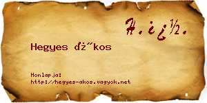 Hegyes Ákos névjegykártya
